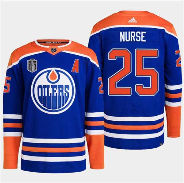 Mens Edmonton Oilers #25 Darnell Nurse Royal 2024 Stanley Cup Final Patch Stitched Jersey Dzhi->edmonton oilers->NHL Jersey
